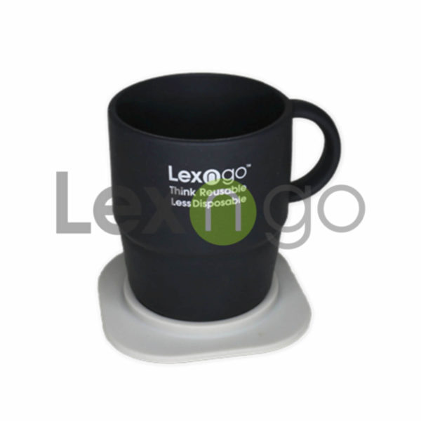 Taza Plegable con tapa - Gris, Blanco