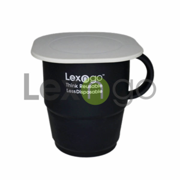 Taza Plegable con tapa - Gris, Blanco